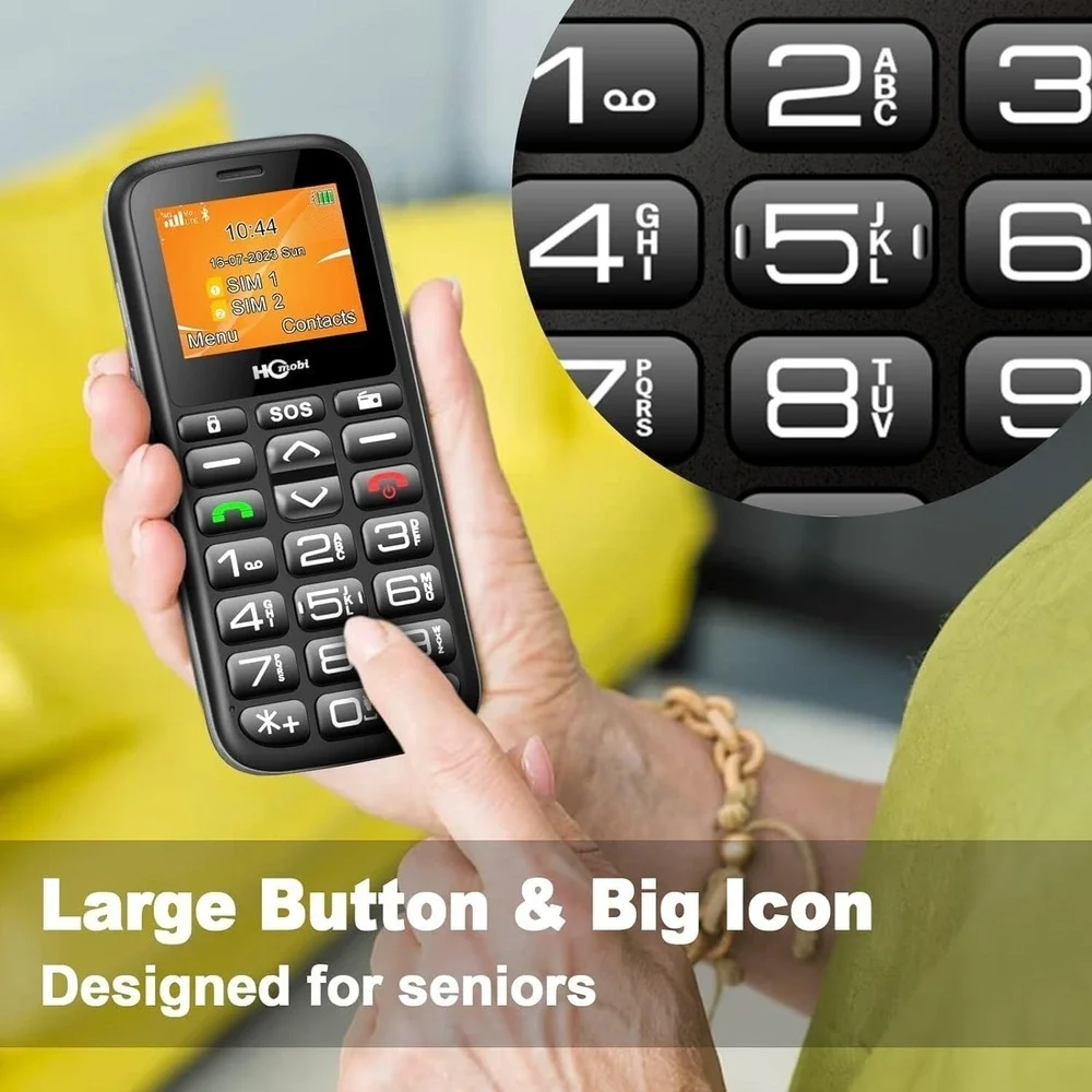 4G LTE Cell Phone Senior Big‎ Buttons S.O.S. Button 1000mAh Battery Dual-SIM FM